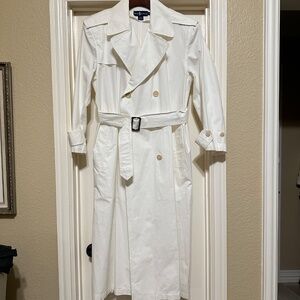 Vtg Ralph Lauren Trench Coat Off White